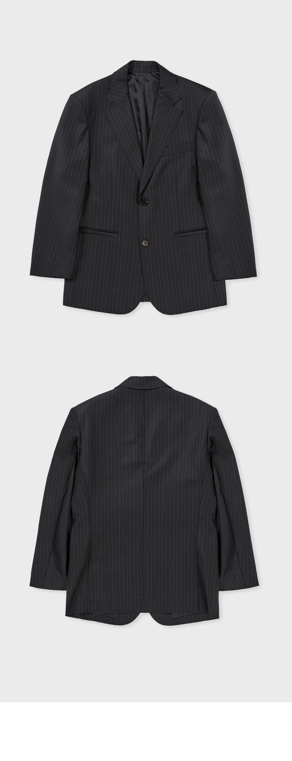 24SP PIN STRIPE RAW CUT JACKET / STRIPE