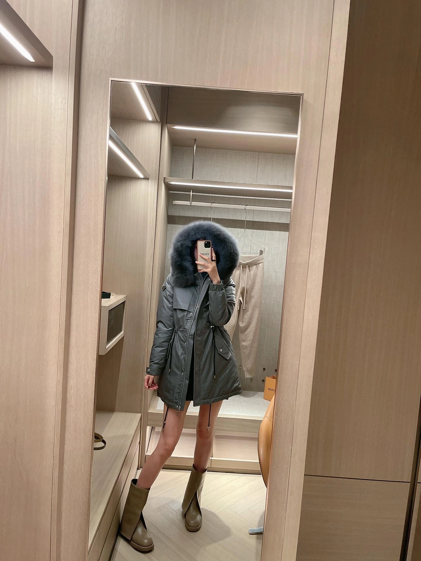 리나일론 퍼 트리밍 파카 (블랙/그레이/베이지)
