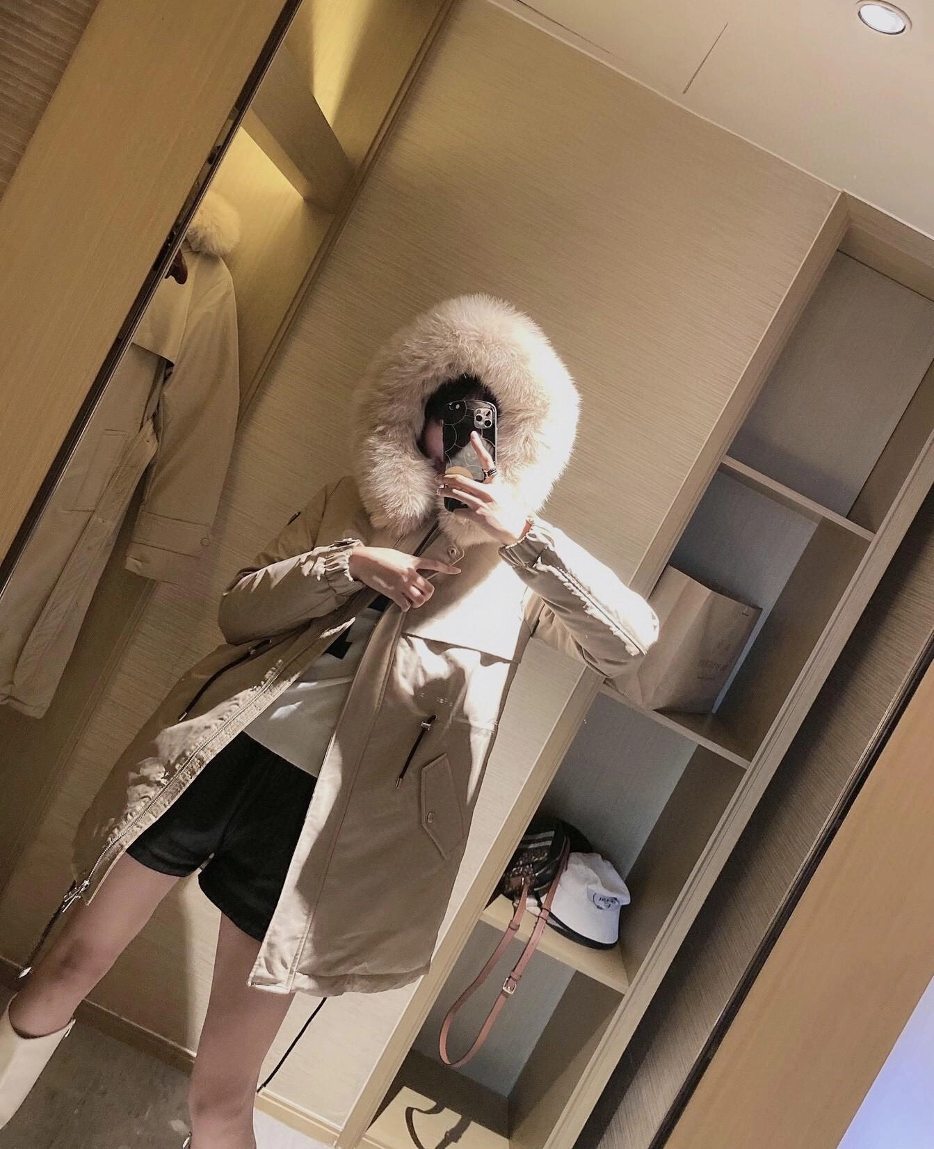 리나일론 퍼 트리밍 파카 (블랙/그레이/베이지)