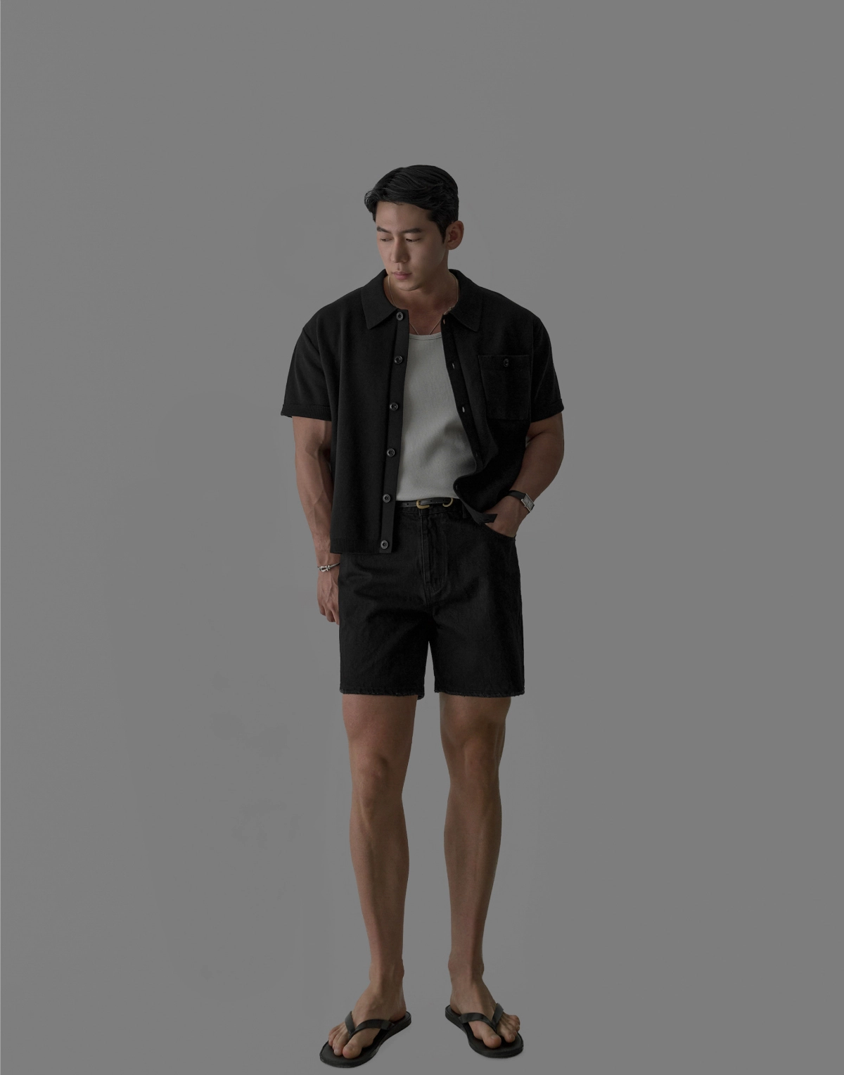 반팔 티셔츠 모델 착용 이미지-S455L31