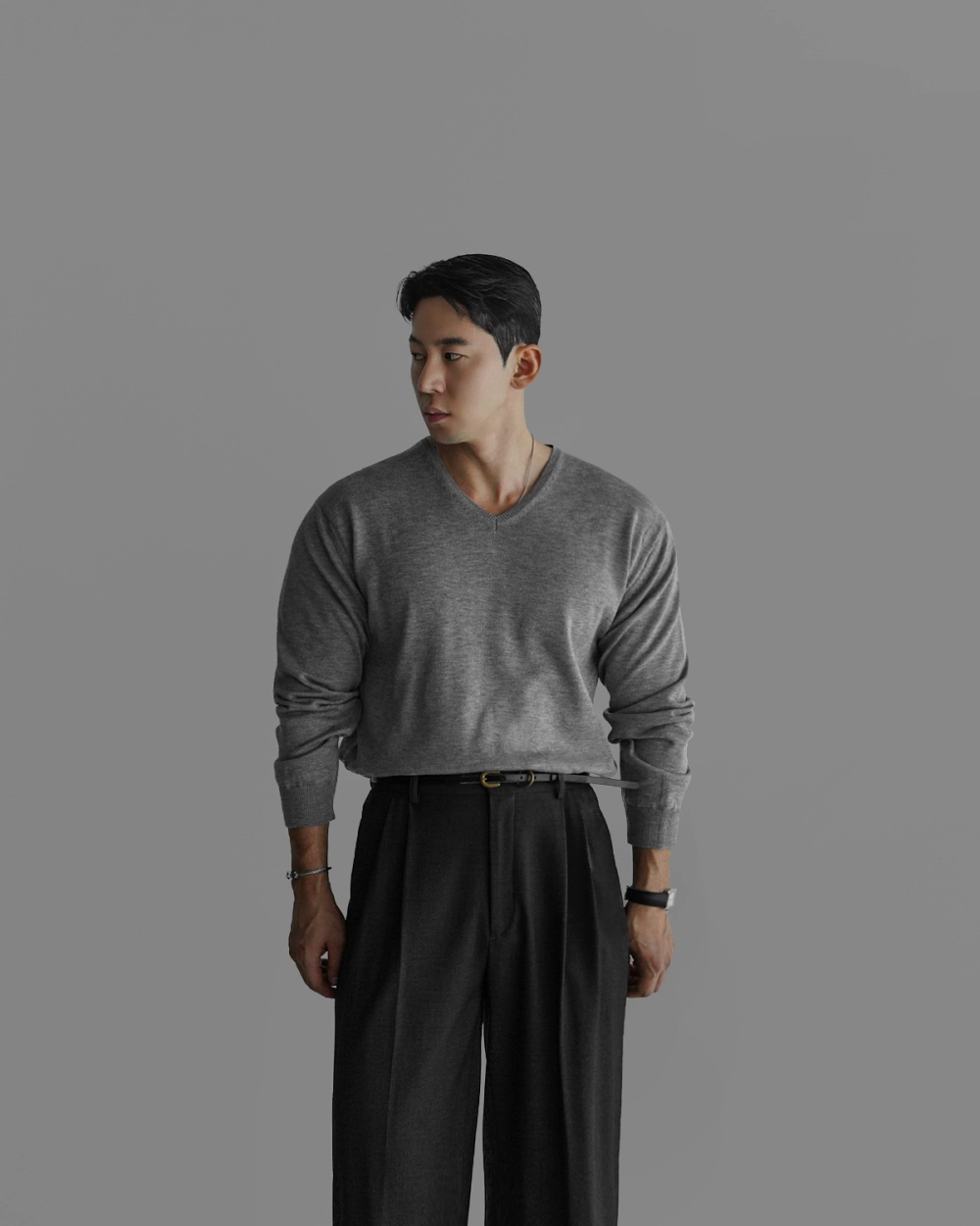 긴팔 티셔츠 모델 착용 이미지-S464L1