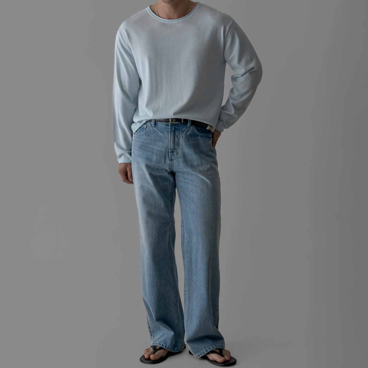 긴팔 티셔츠 모델 착용 이미지-S265L10