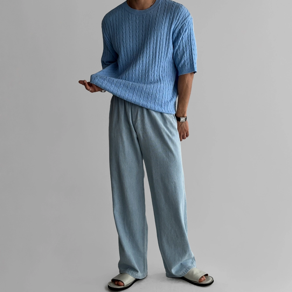 반팔 티셔츠 모델 착용 이미지-S458L14