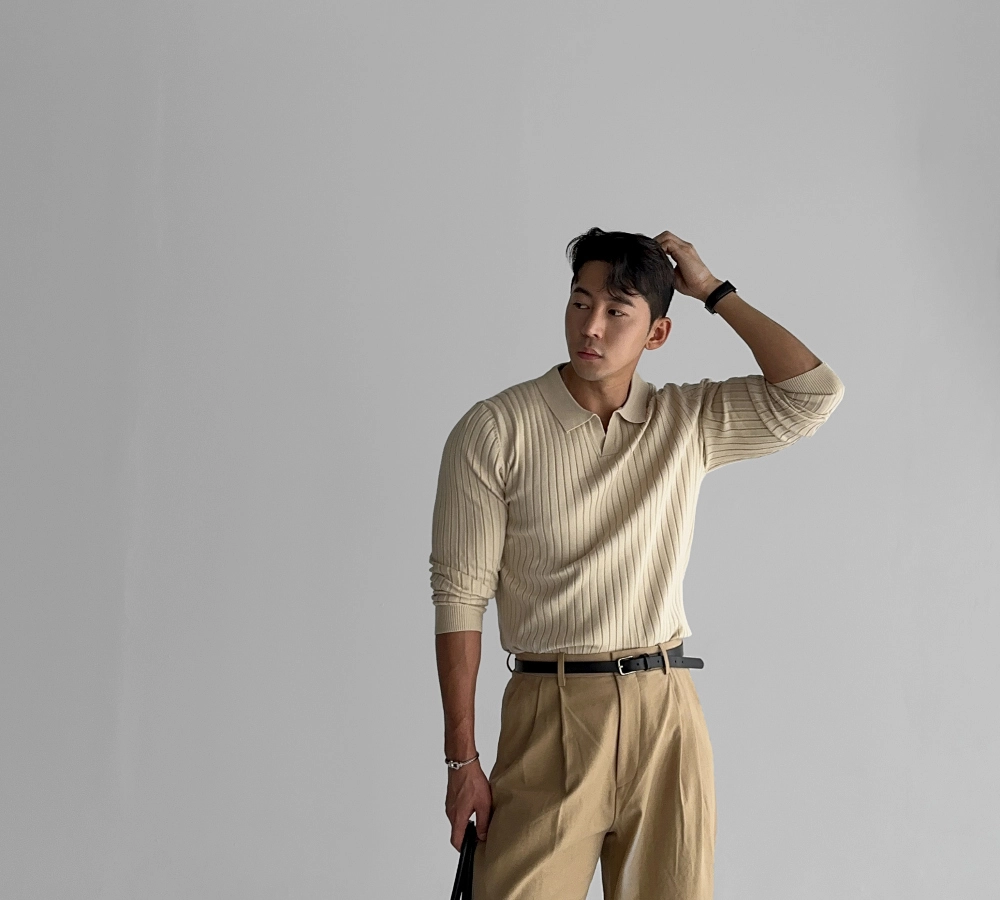 긴팔 티셔츠 모델 착용 이미지-S643L45