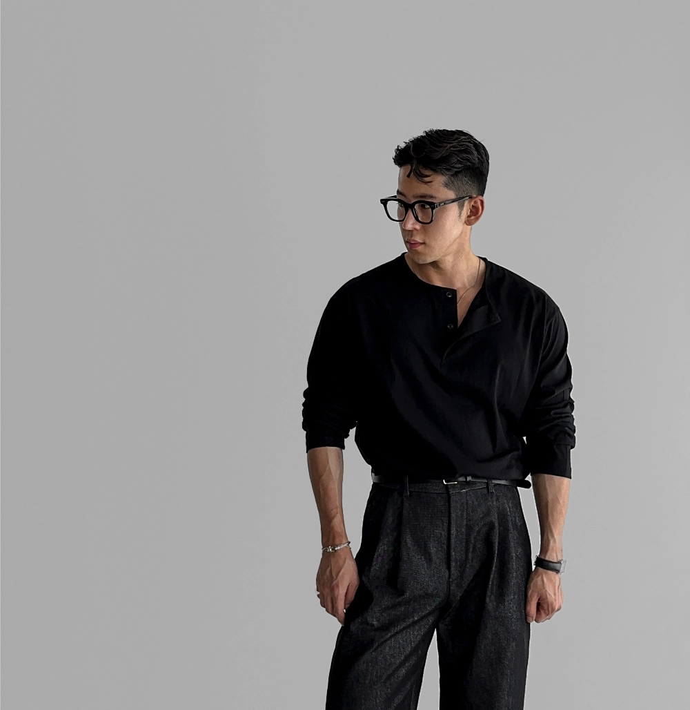 긴팔 티셔츠 모델 착용 이미지-S589L1
