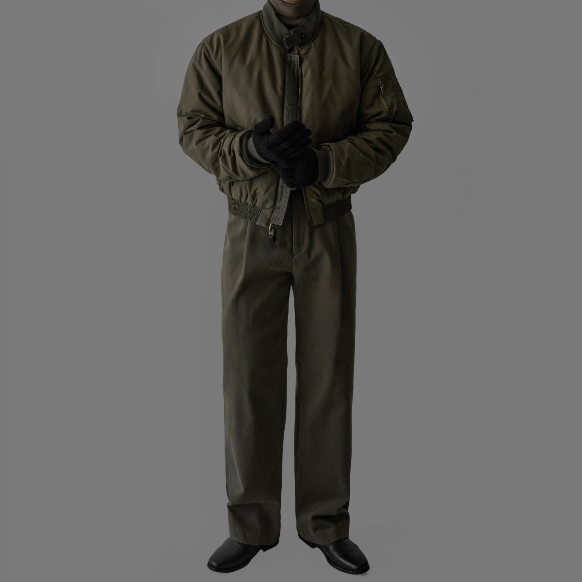 멜빵 스커트/바지 브라운 색상 이미지-S144L11