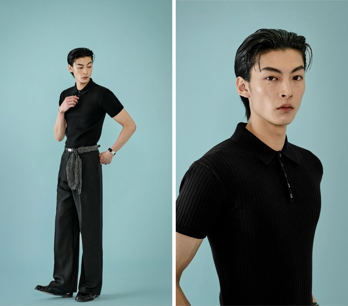 반팔 티셔츠 모델 착용 이미지-S340L1