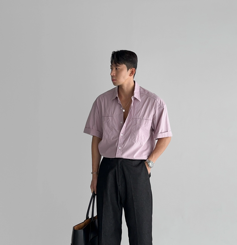 반팔 티셔츠 모델 착용 이미지-S585L11