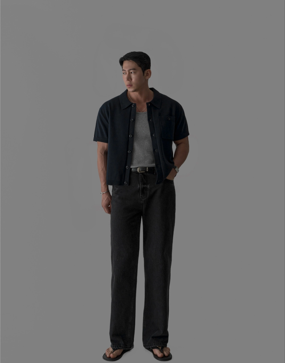 반팔 티셔츠 모델 착용 이미지-S455L26