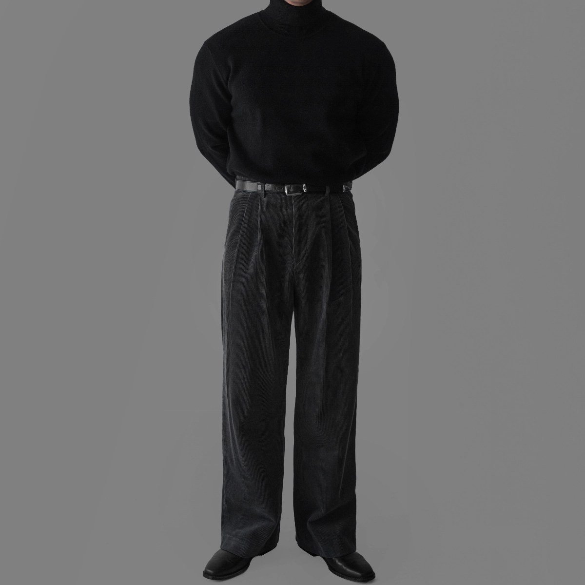 멜빵 스커트/바지 차콜 색상 이미지-S80L24