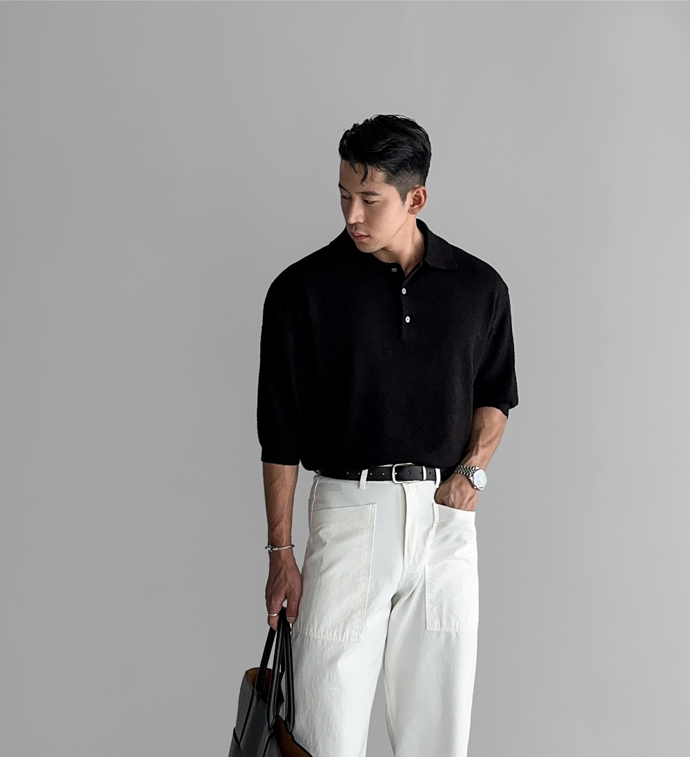 반팔 티셔츠 모델 착용 이미지-S457L43