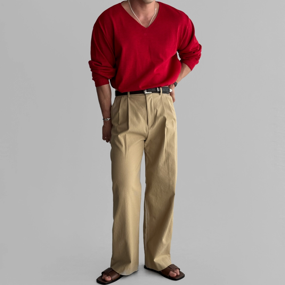 긴팔 티셔츠 모델 착용 이미지-S305L46