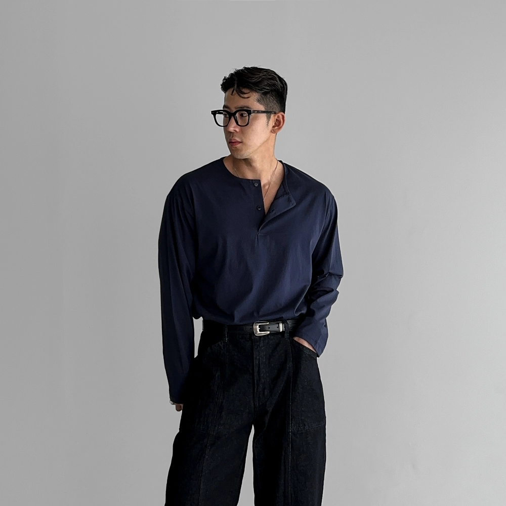 긴팔 티셔츠 모델 착용 이미지-S587L40