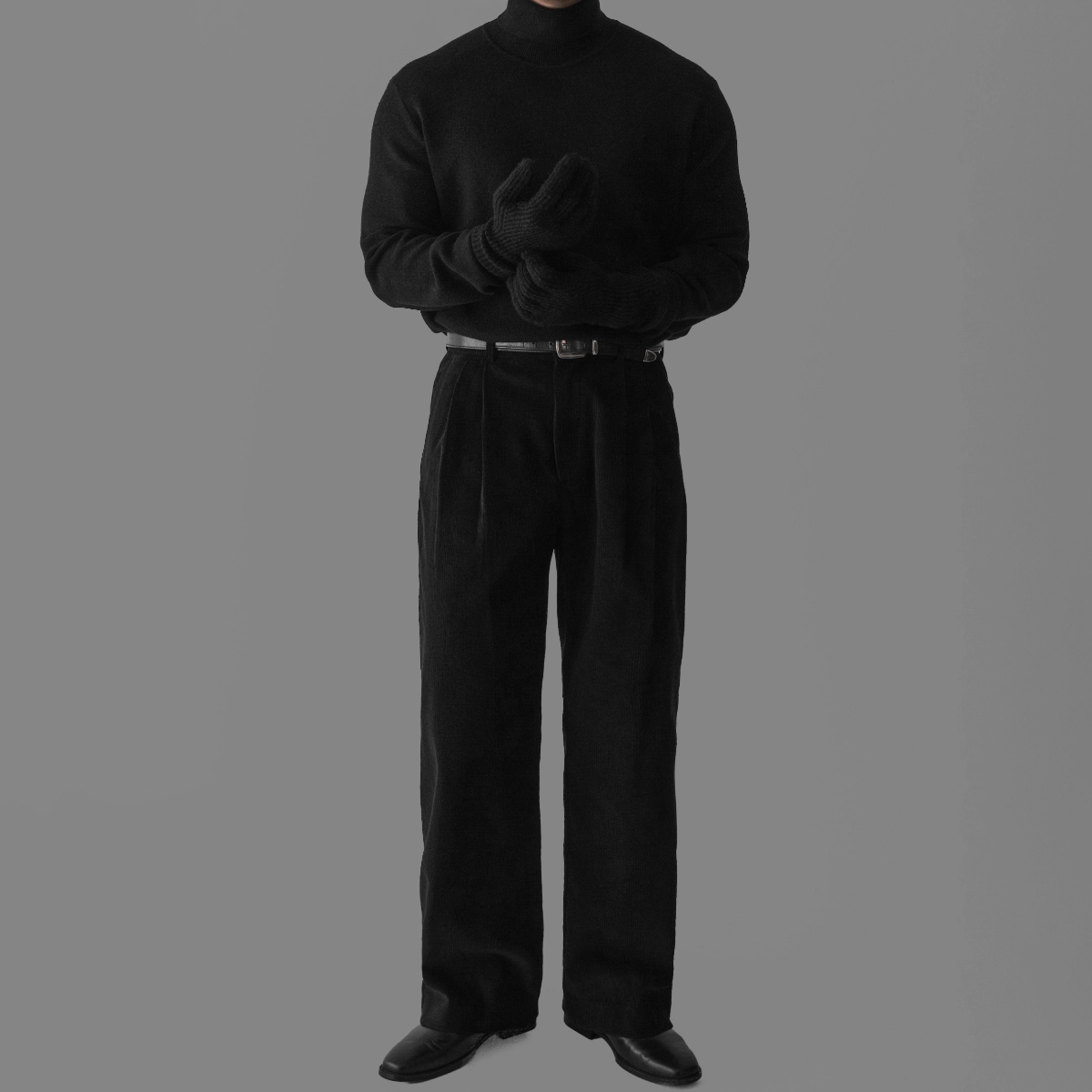 멜빵 스커트/바지 차콜 색상 이미지-S80L14
