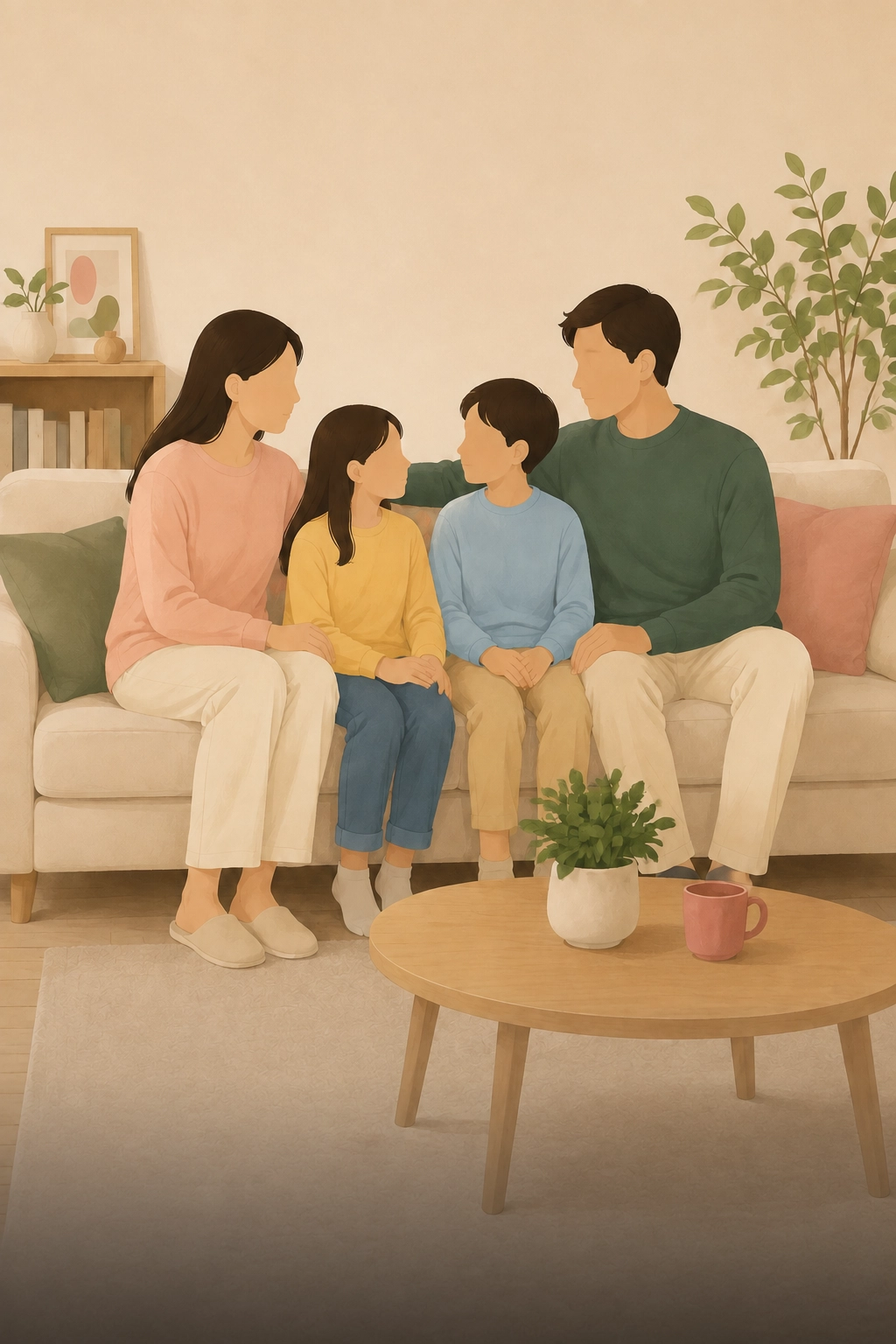 함께 대화를 나누는 가족