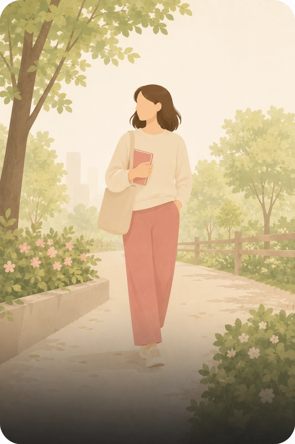 혼자 산책하며 자신의 마음을 돌아보는 사람