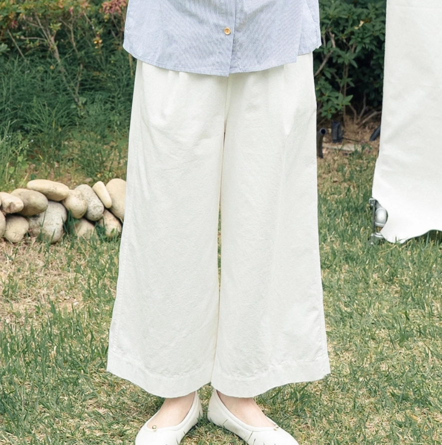 썸머코튼 셔링 팬츠 화이트