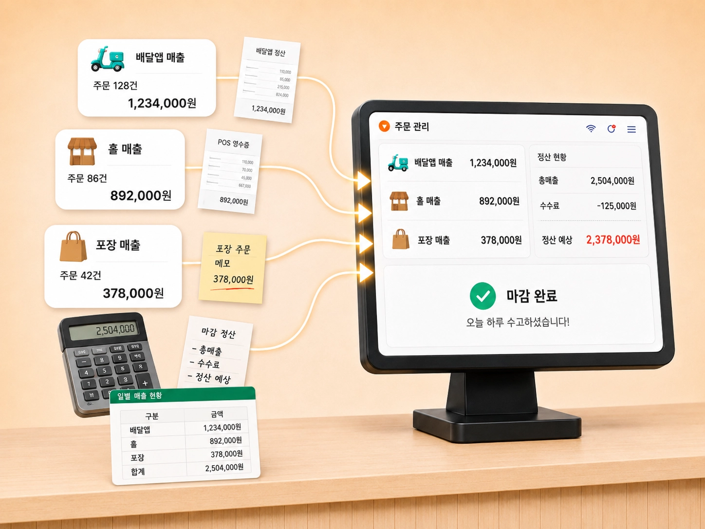매장 마감을 하나의 흐름으로 연결하는 오더엔