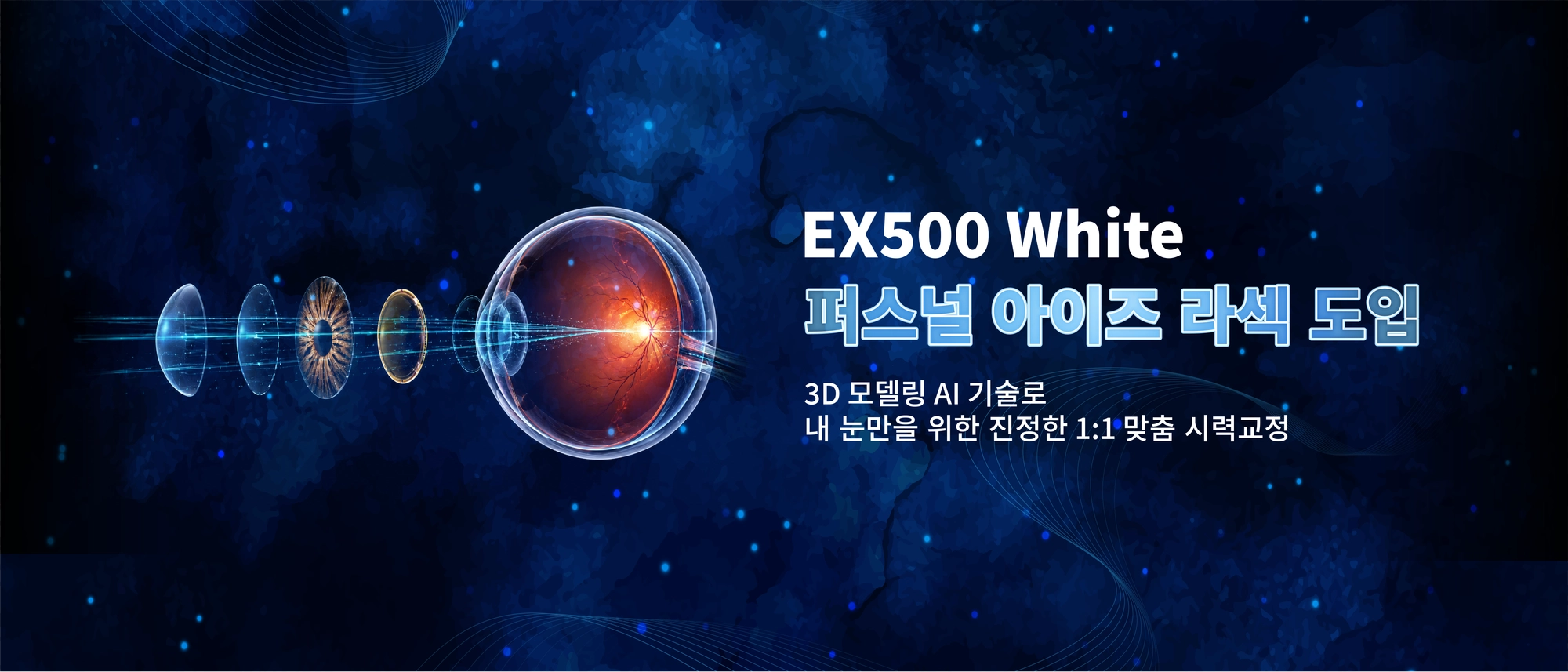 EX500 White 퍼스널 아이즈 라식 도입 - 3D 모델링 AI 기술로 내 눈만을 위한 진정한 1:1 맞춤 시력교정