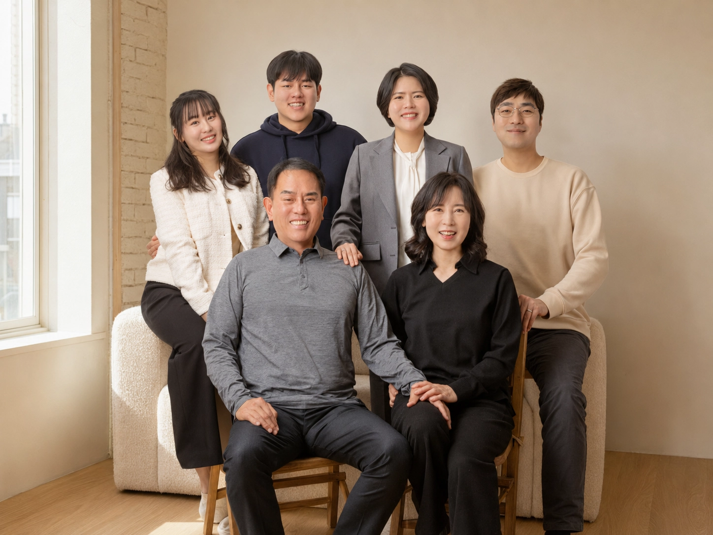 그레이스완 자연광 실내 가족사진