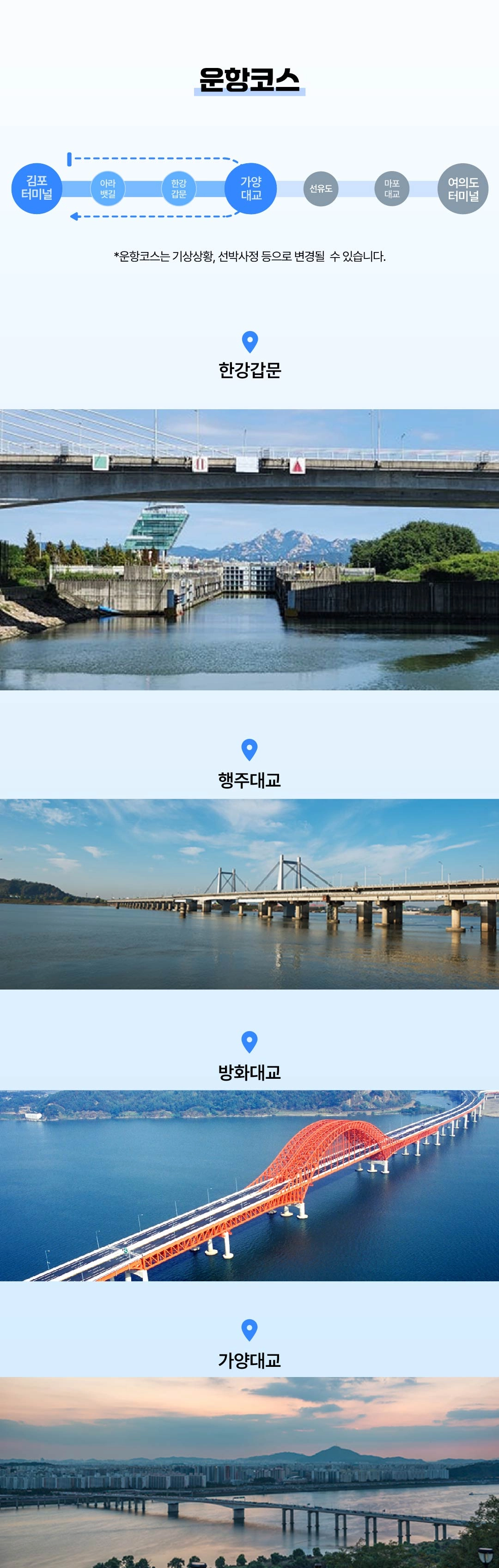 크루즈 운항코스 안내