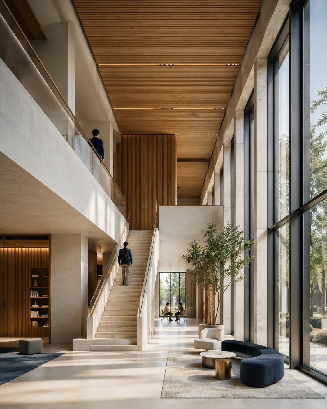 Premium institutional architecture or modern education interior